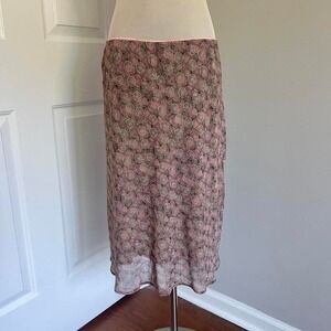 Y2K BROWN AND PINK CONNECTED APPAREL CIRCULAR MIDI SKIRT